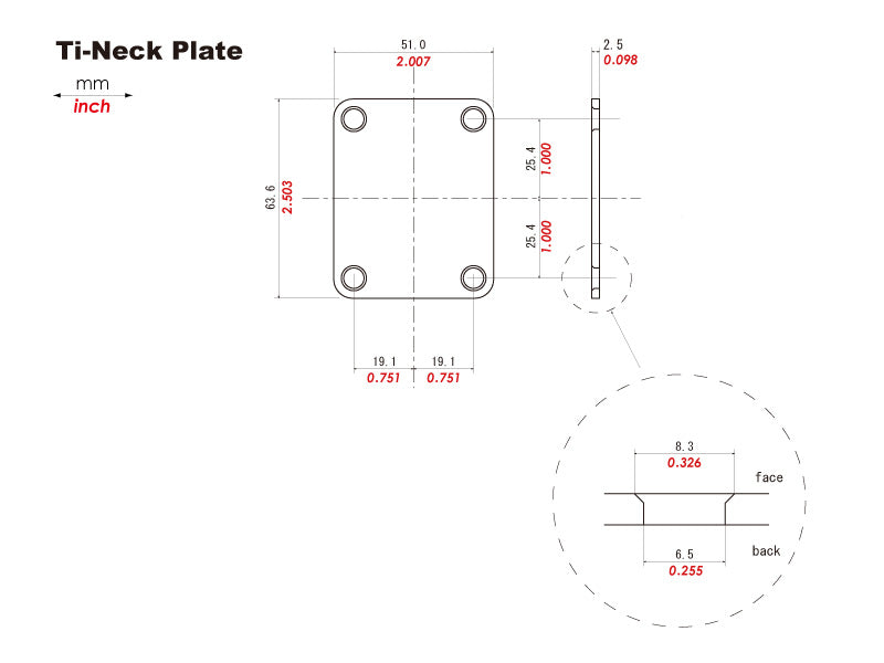 Titanium Neck Joint Plate KTS Titanium Bridges & Saddles KTS